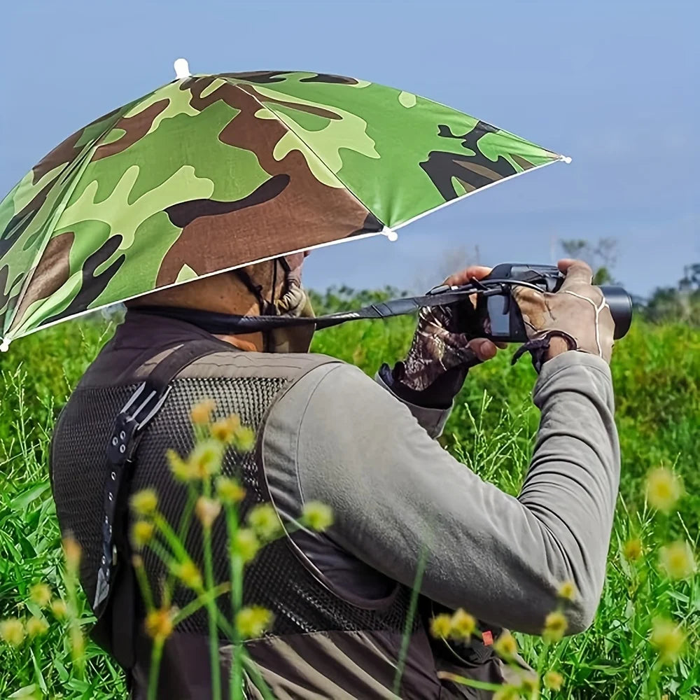 Hands Free Umbrella Hat Foldable Sun Rain Protection for Hiking Fishing - 3