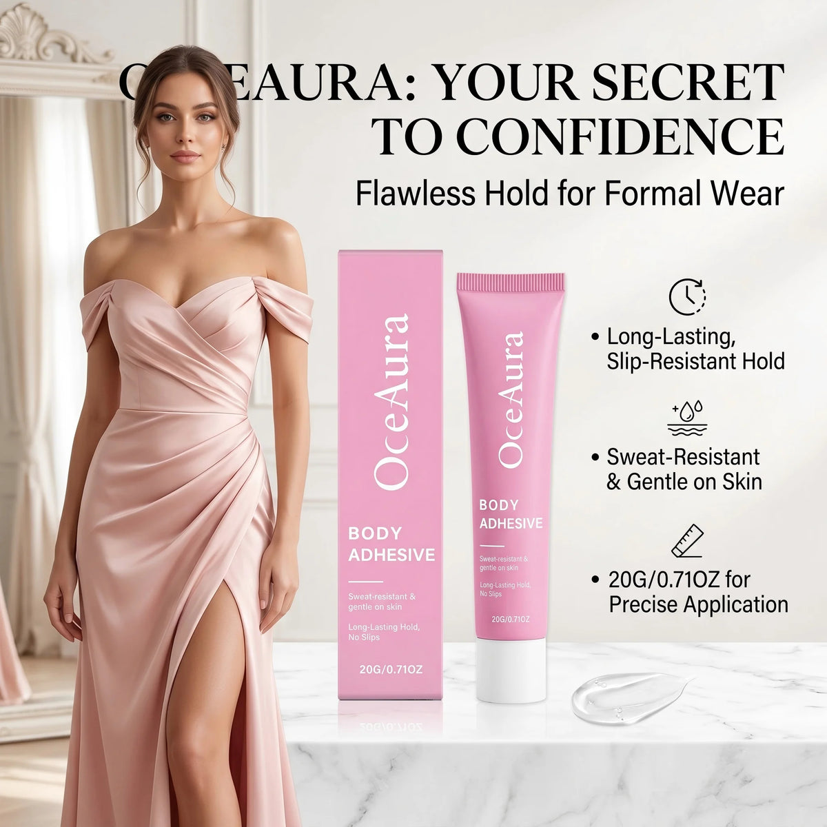 OceAura Body Adhesive for Clothing and Skin All-Day Wear