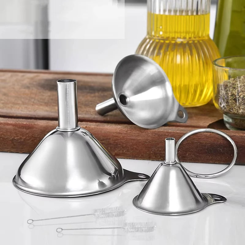 Stainless Steel Kitchen Funnel Set for Liquids and Spices Transfer - 3