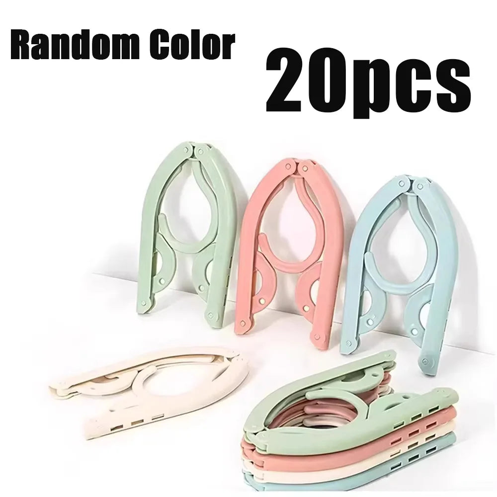 5-10pcs Folding Travel Hangers Portable Space Saving Clothes Rack