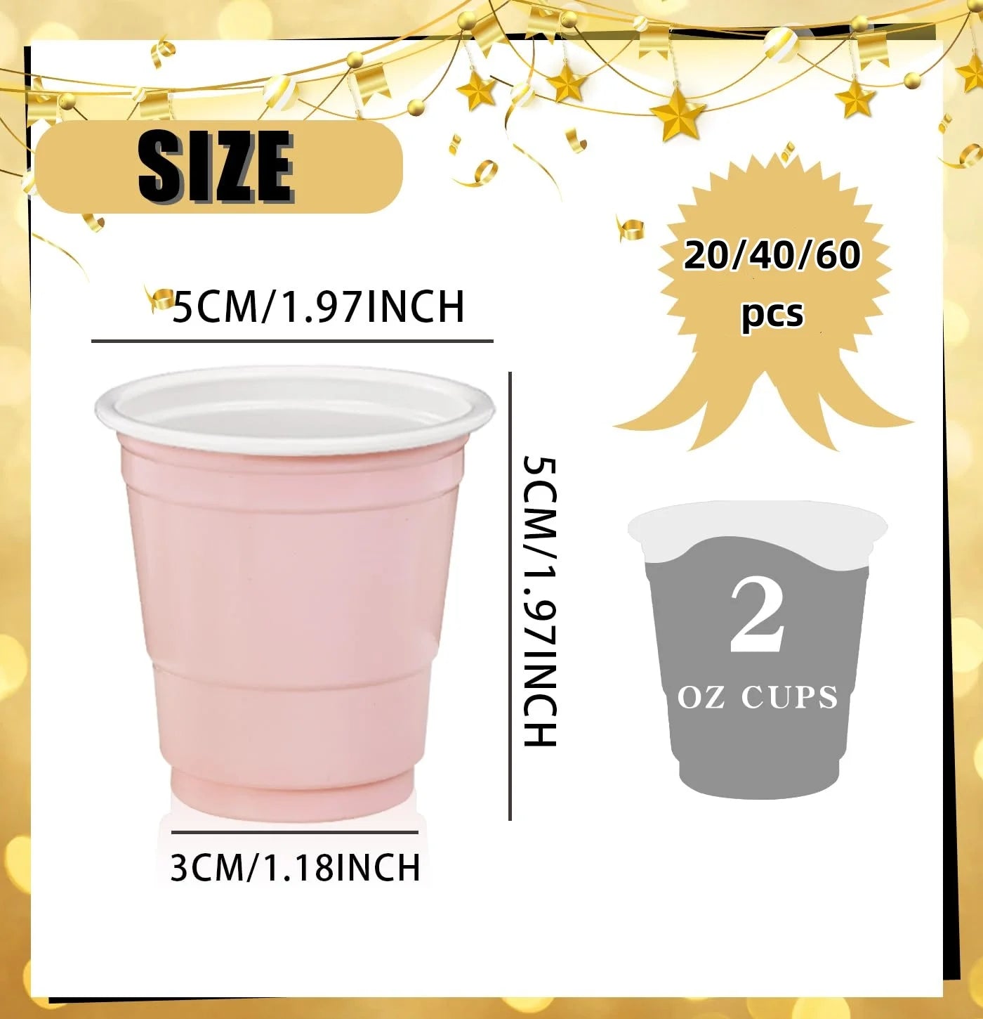 20-60Pc Disposable Plastic Party Shot Cups 2oz Small Drinking Tumblers - 7