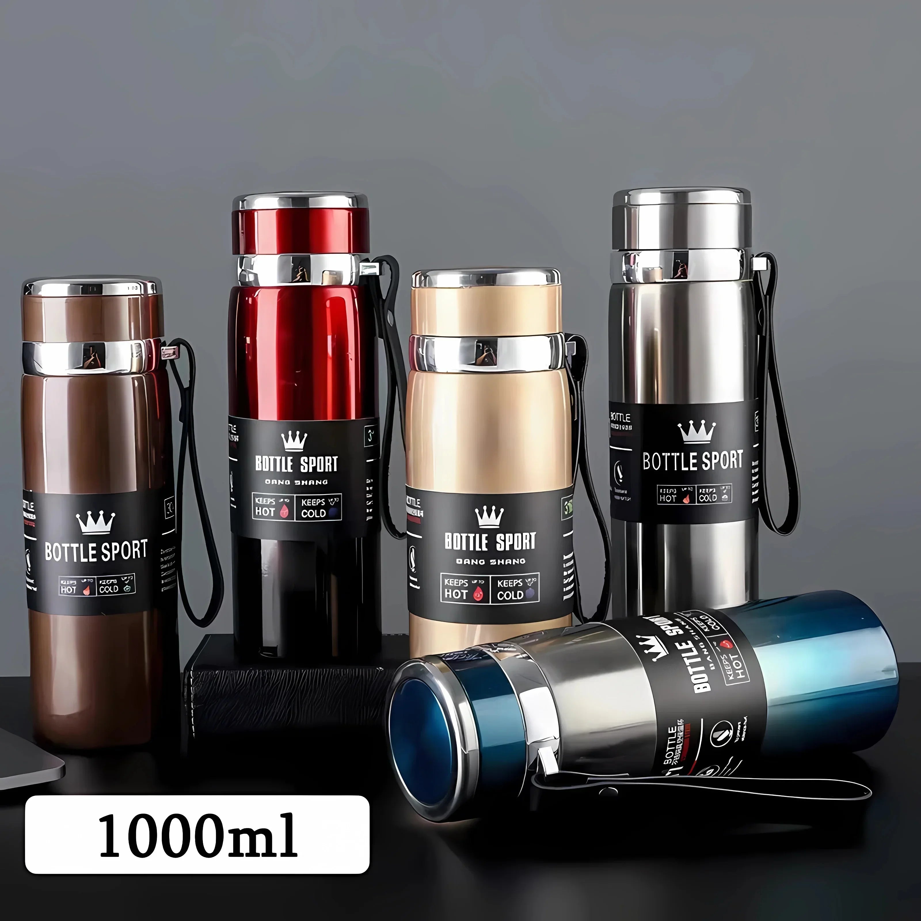 1L Stainless Steel Thermal Water Bottle Vacuum Insulated Travel Flask - 2