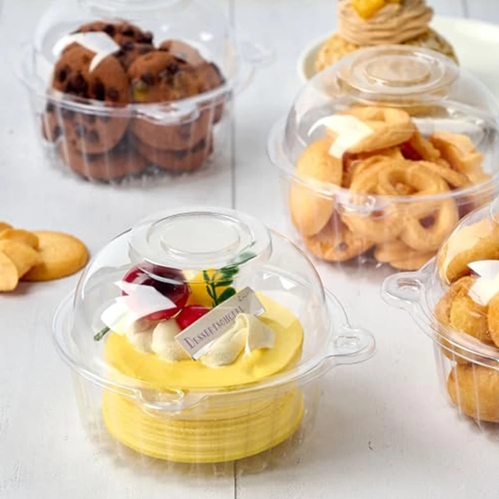 Disposable Cupcake Boxes Clear Plastic Individual Dessert Containers - 5