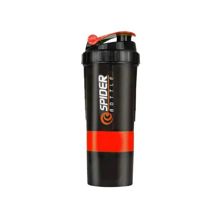 Spider Protein Shaker Bottle 3 Layer Gym Mixer Cup Leak Proof