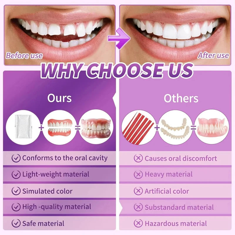 Silicone Dentures Full Set Instant Smile False Teeth