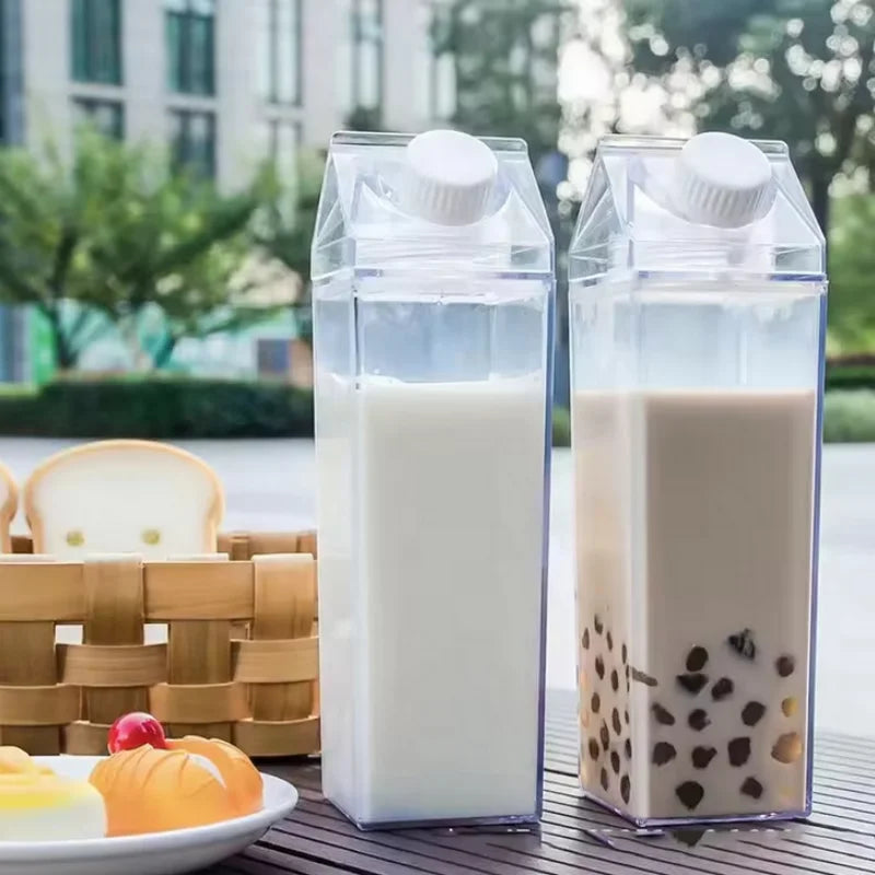 Fantia Clear Milk Carton Water Bottle Reusable Juice Box Container - 2