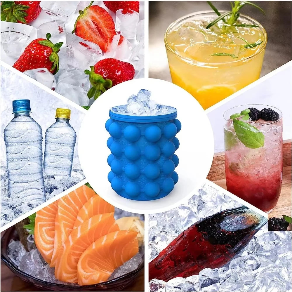 2-in-1 Silicone Ice Cube Mold and Portable Ice Bucket for Drinks - 10