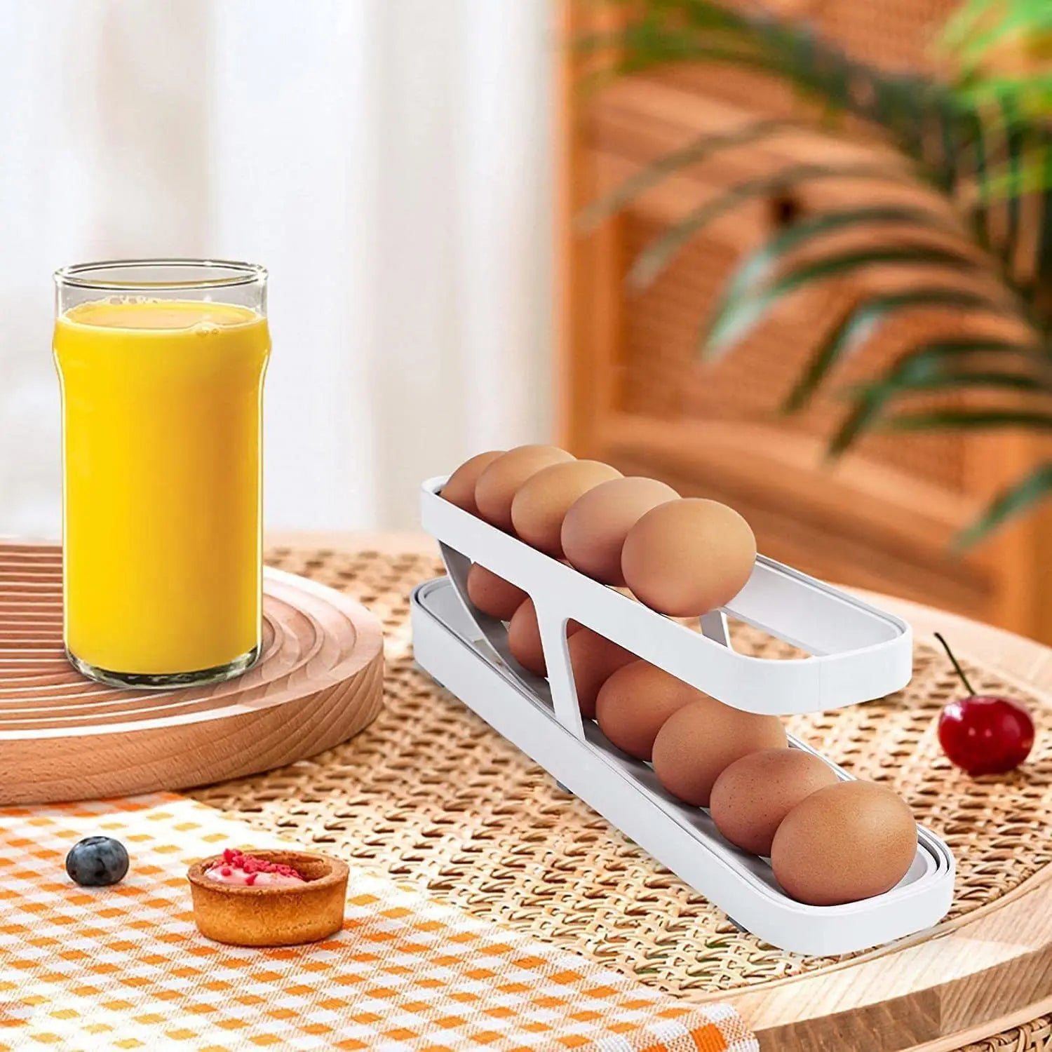 Automatic Rolling Egg Holder Fridge Dispenser Storage Organizer Tray