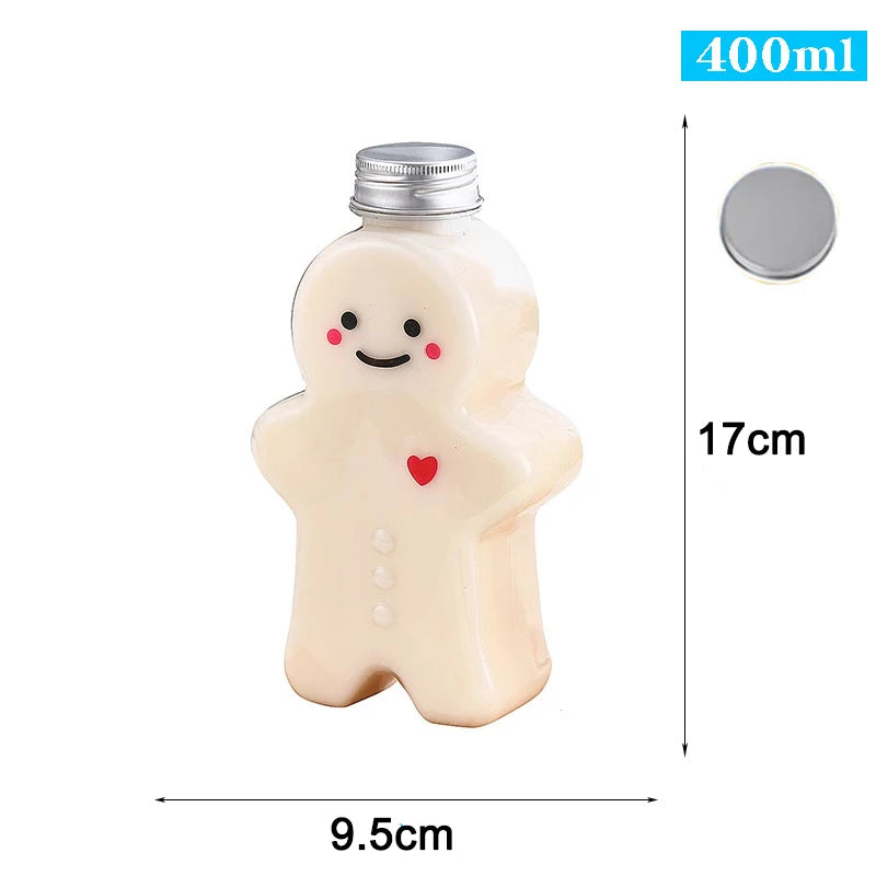 Christmas Gingerbread Man Water Bottle Portable Milk Tea Jar 2 4 Pack