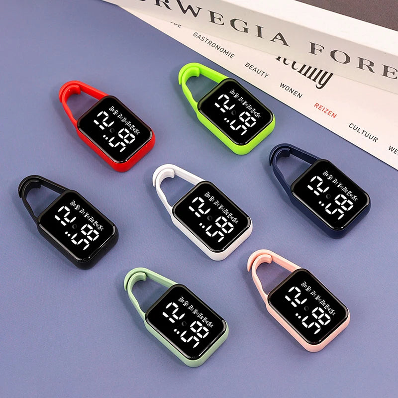2pcs LED Digital Keychain Watch Portable Touch Screen Fob Pocket Clock
