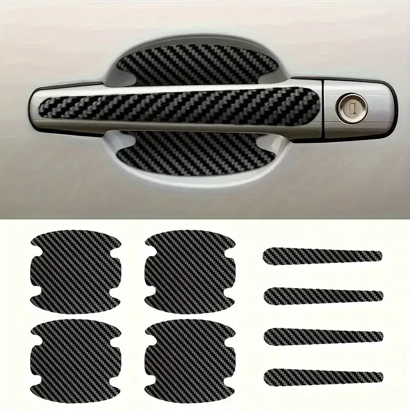8Pcs Carbon Fiber Car Door Handle Protector Scratch Guard Film Sticker - 1