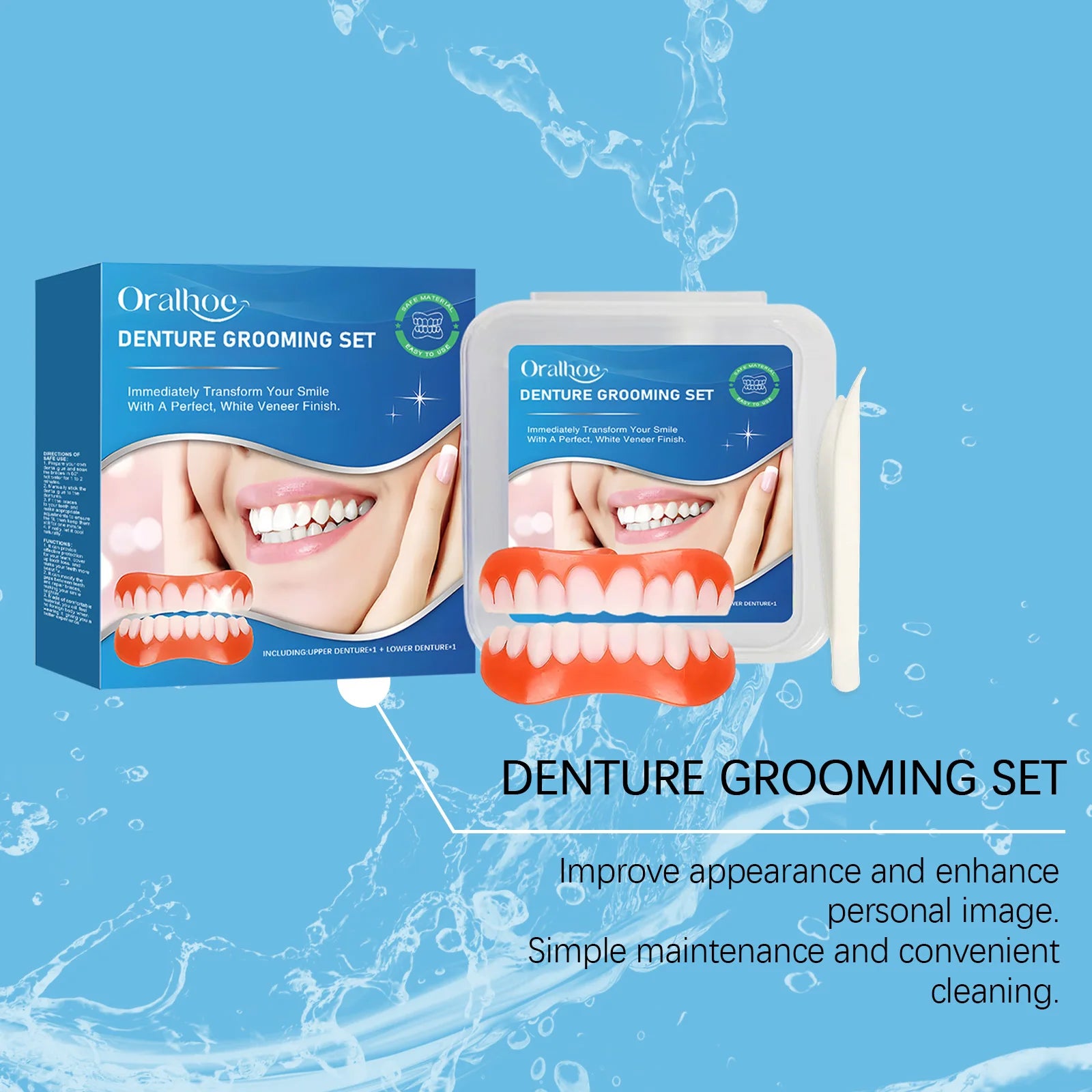 Silicone Dentures Full Set False Teeth Veneers - 18