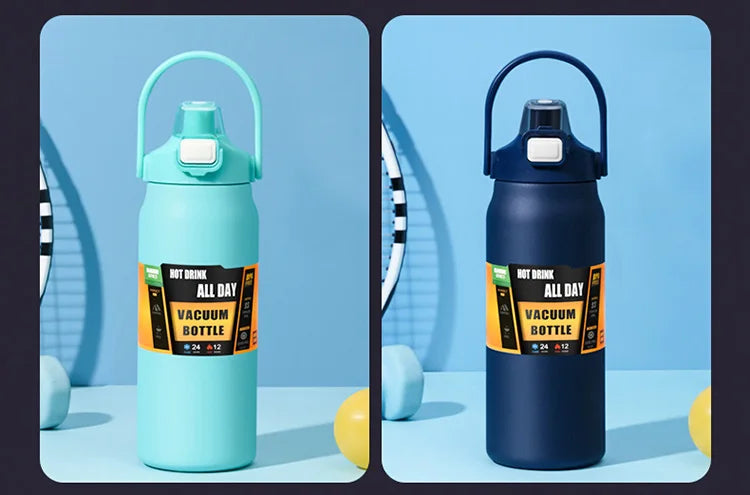 Insulated Stainless Steel Water Bottle Vacuum Flask with Straw Lid - 13