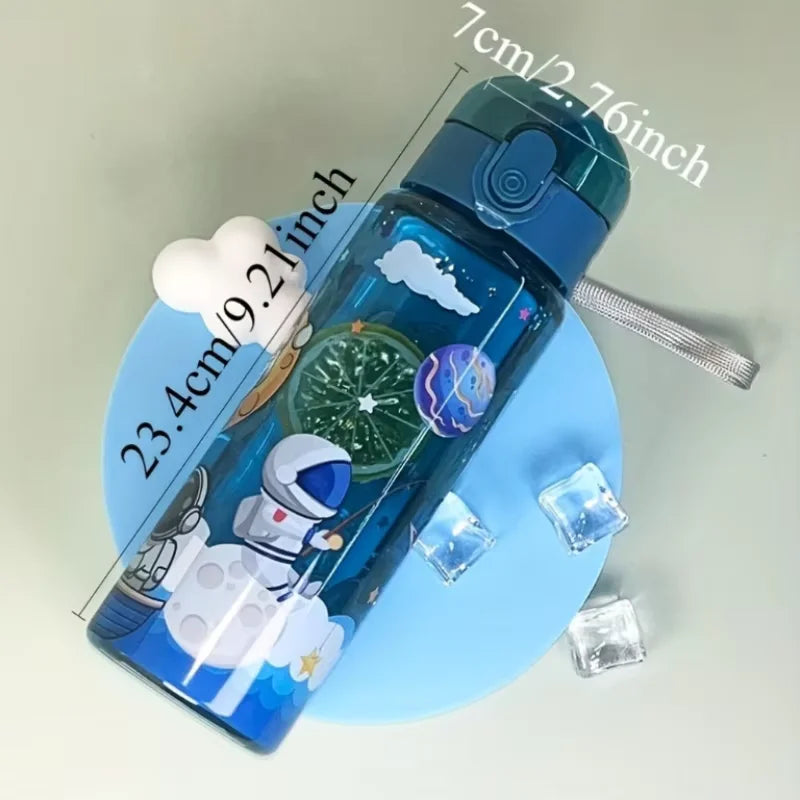 780ml Cartoon Astronaut Sports Water Bottle with Sealed Lid and Strap - 4