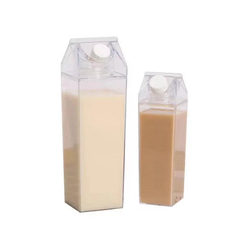 Fantia Clear Milk Carton Water Bottle Reusable Juice Box Container - 6