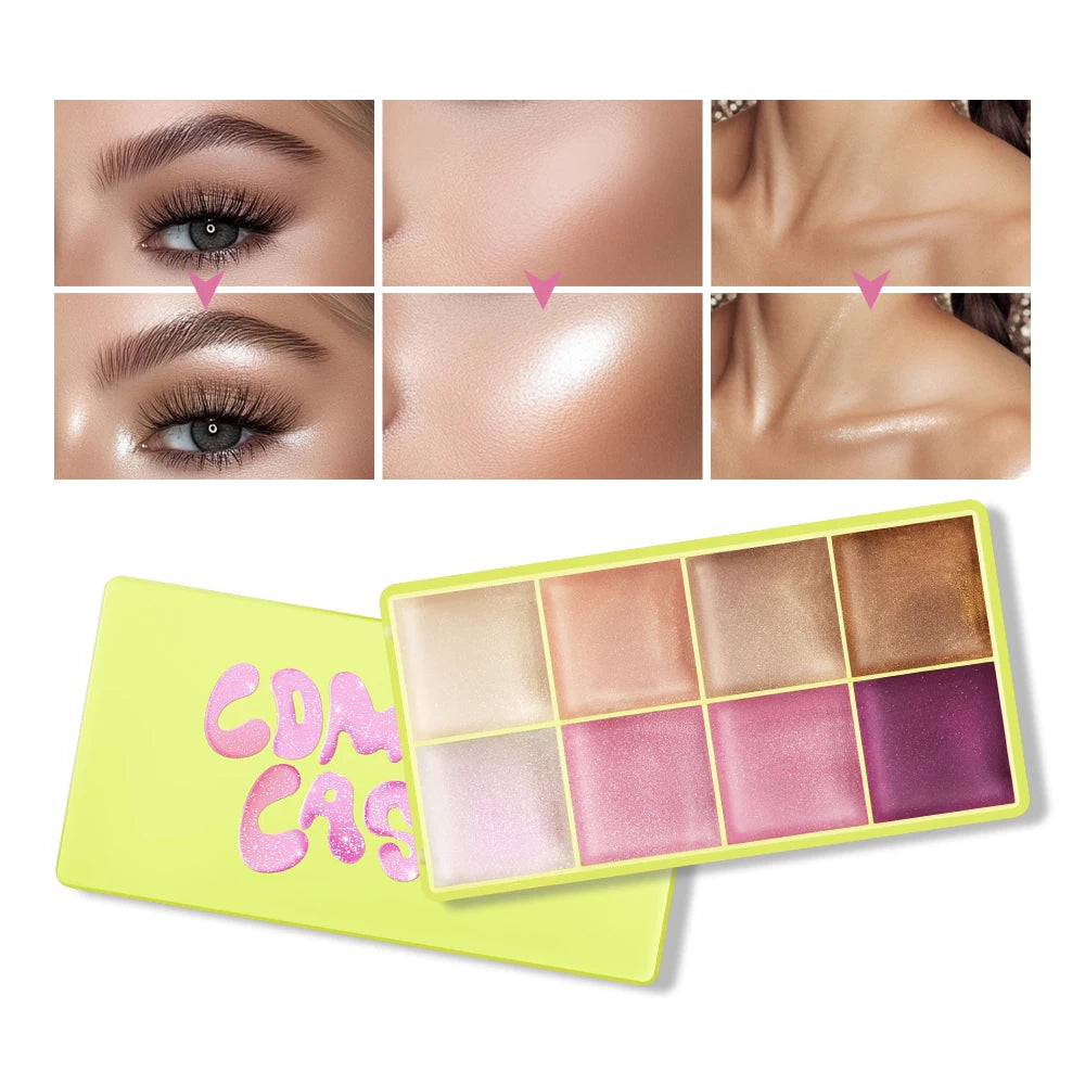 Cream Highlighter Palette Glossy Face Bronzer Makeup Set