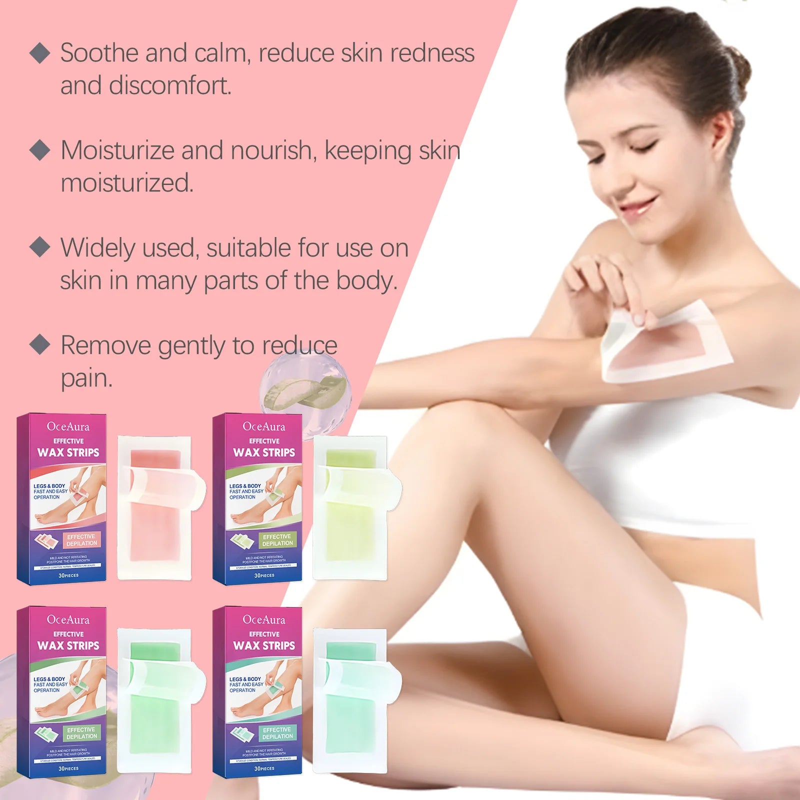 OceAura Full Body Depilatory Wax Strips for Smooth Hair Removal - 14