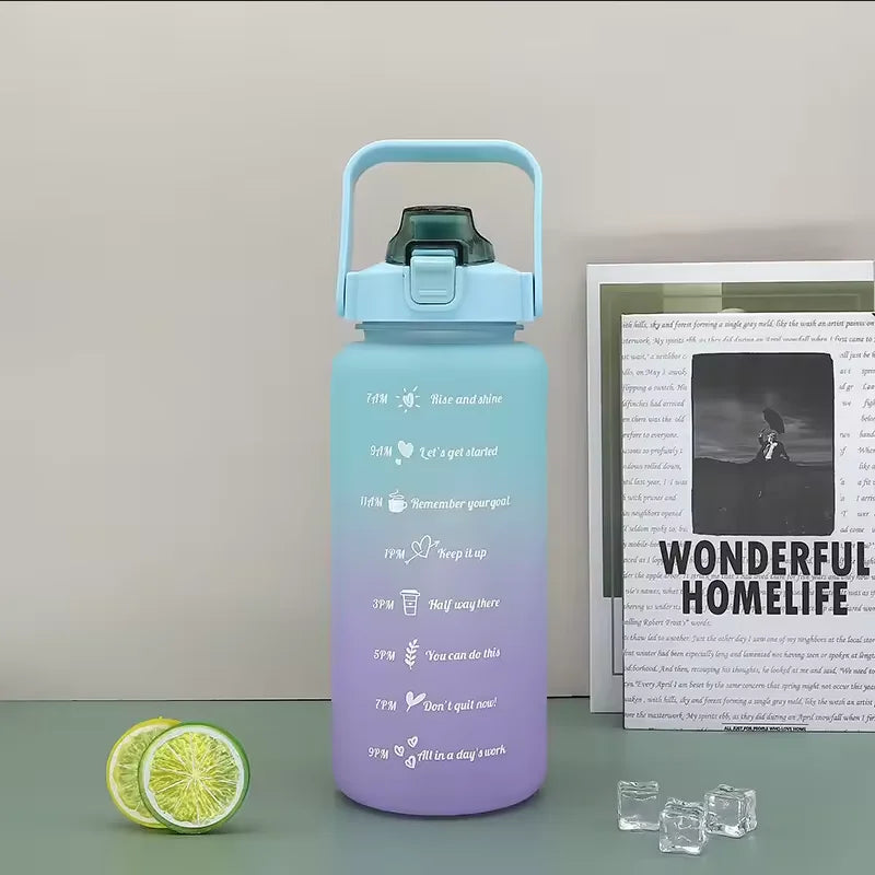 Motivational Water Bottle with Time Marker Leakproof Sport Fitness Jug - 22