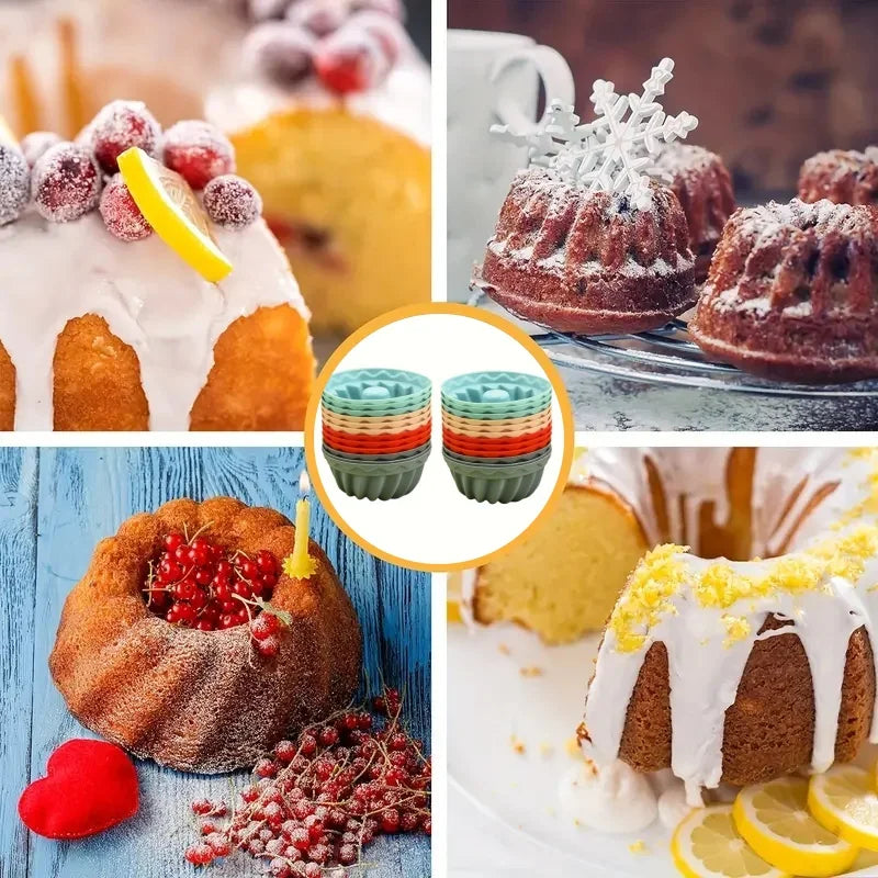 Silicone Mini Cake Molds Nonstick Muffin Cupcake Baking Cups 12 Pack - 14