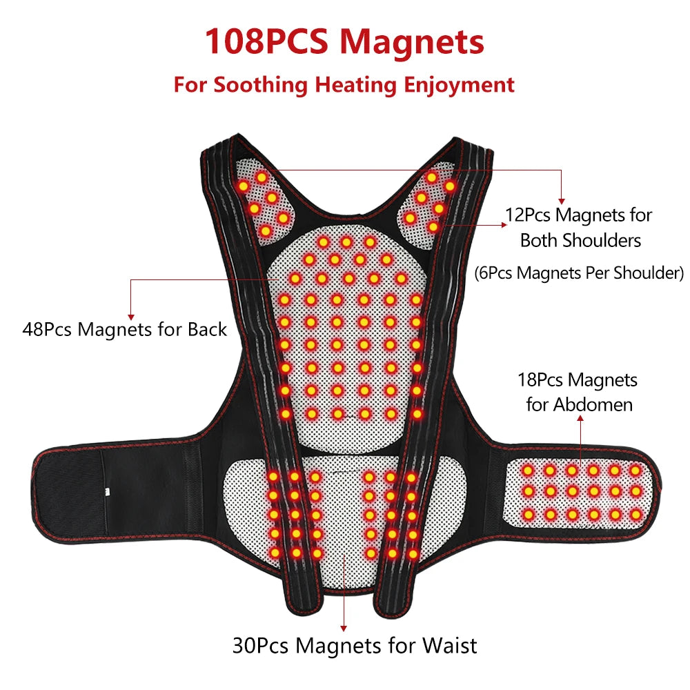 Tourmaline Magnetic Self Heating Back Waist Vest Brace - 18