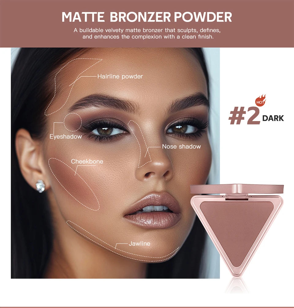 Matte Bronzer Powder Long Lasting Face Makeup & Oil Control Bronzer