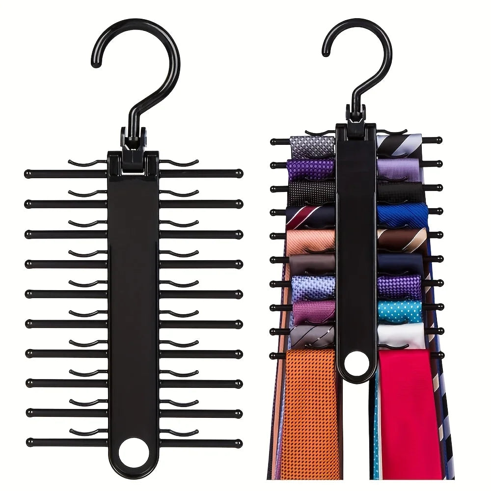 2PCS Rotating Tie Hanger Adjustable Belt Scarf Storage Rack Organizer - 7