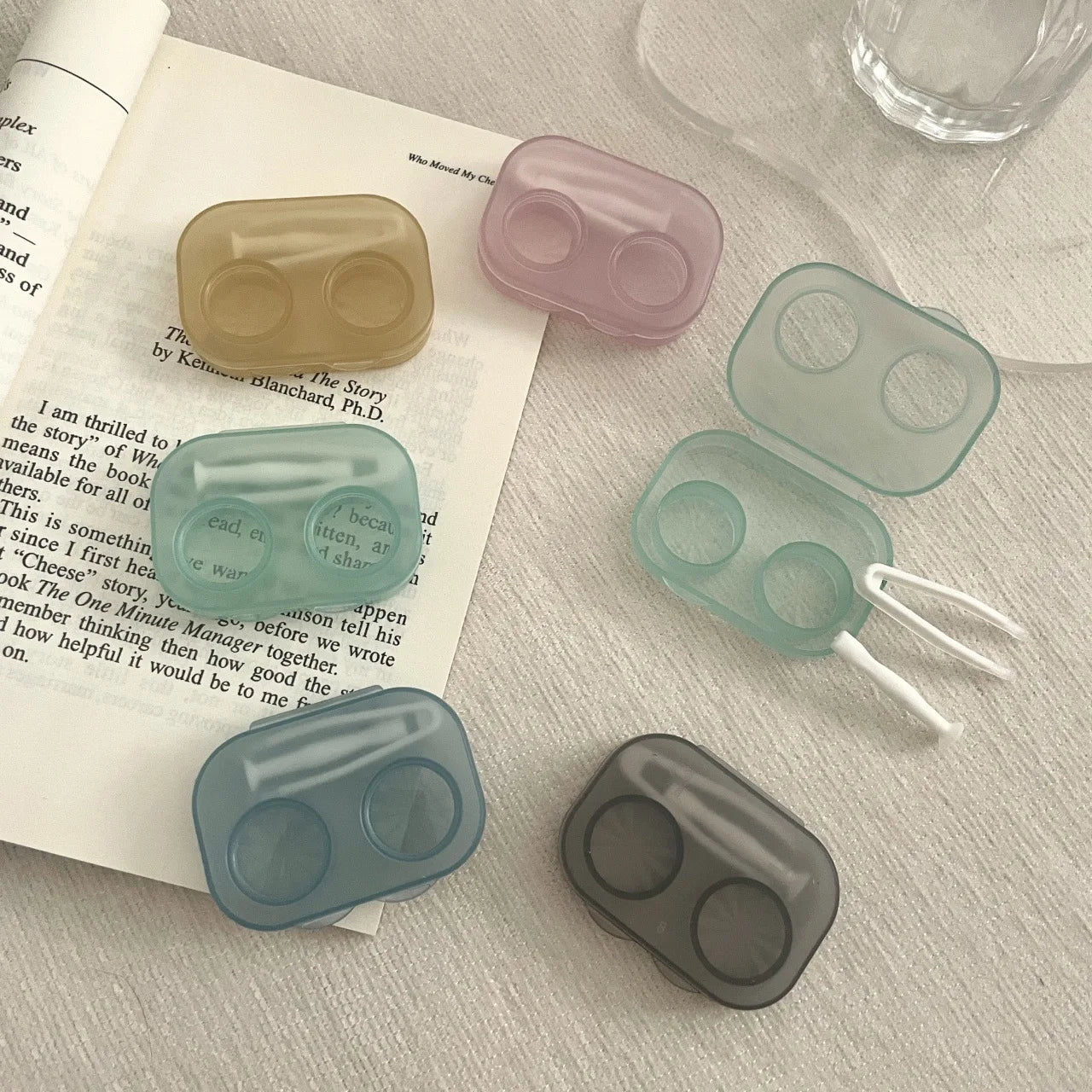 Portable Contact Lens Case Set Travel Storage Box with Tweezer Tool - 4