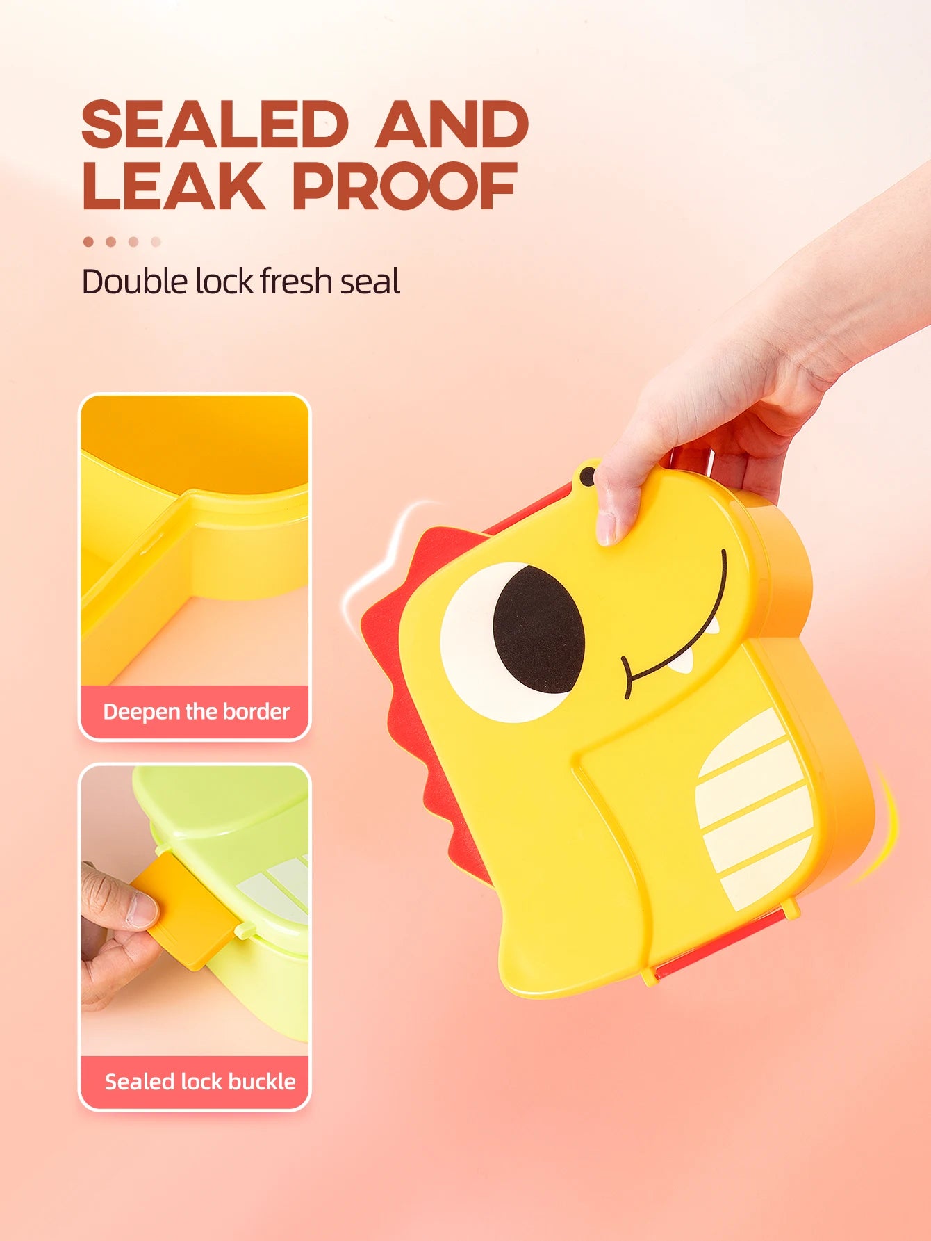 Cute Cartoon Dinosaur Lunch Box 1100ml Portable Bento Food Container - 10