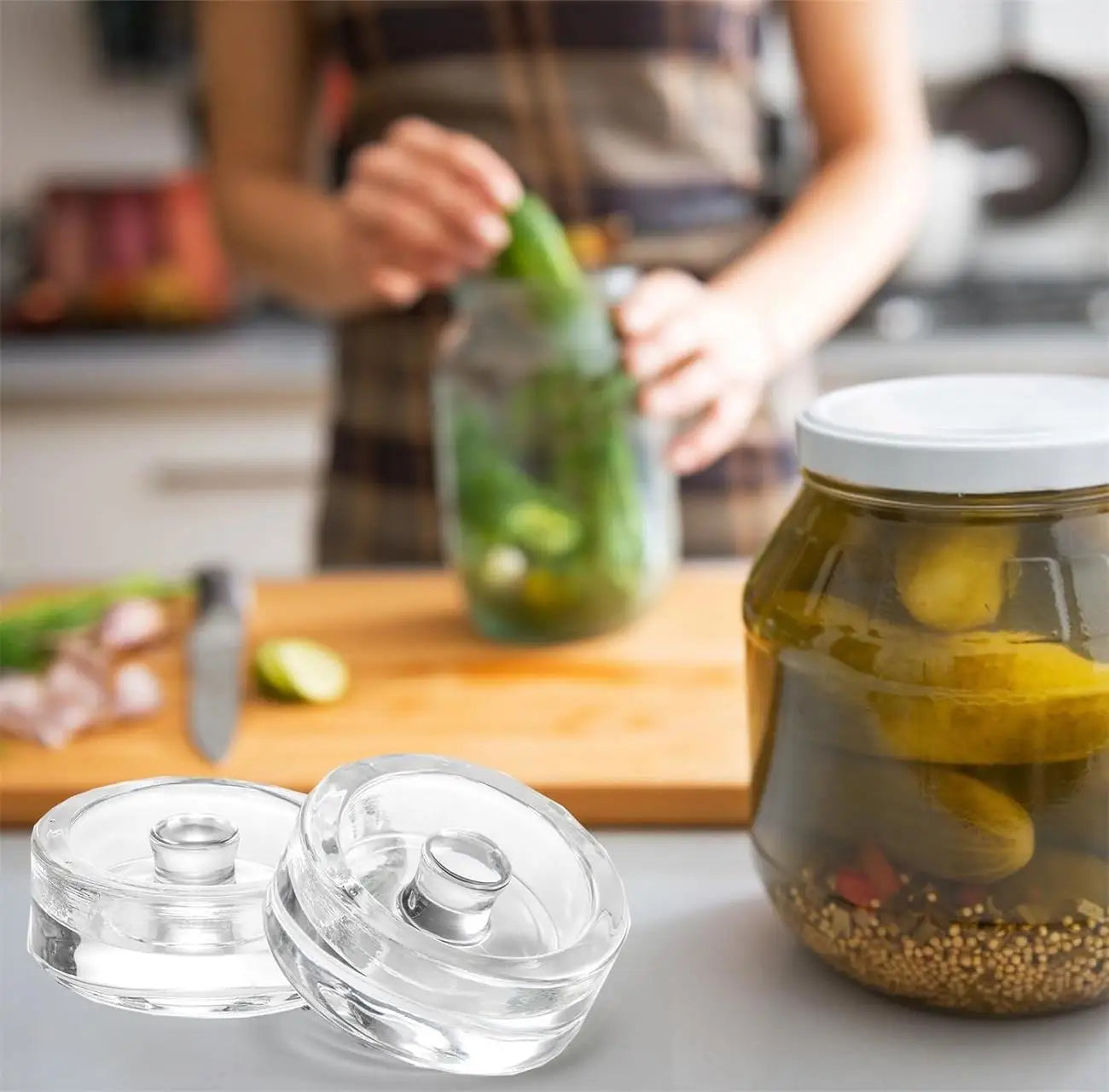 Glass Fermentation Weights for Wide Mouth Mason Jars Pickle Press - 9
