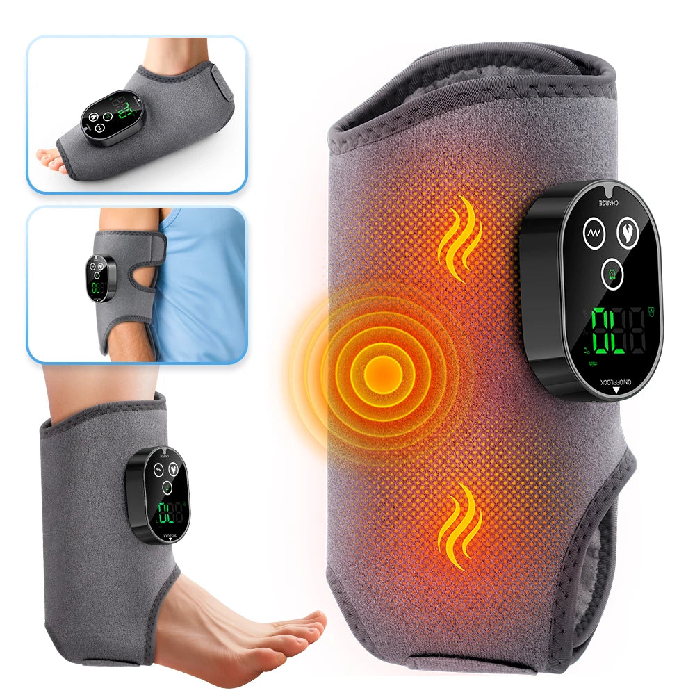 Electric Ankle Calf Foot Vibration Massager Heating Brace