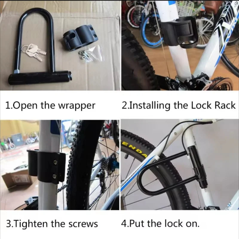 Heavy Duty Bicycle U Lock Anti Theft Security Lock for Bike and Scooter - 5