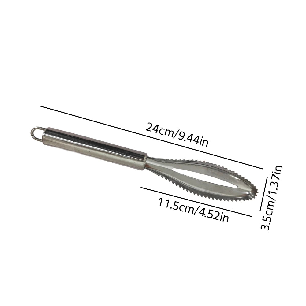 Stainless Steel Fish Scaler Scraper Kitchen Seafood Cleaning Tool - 7