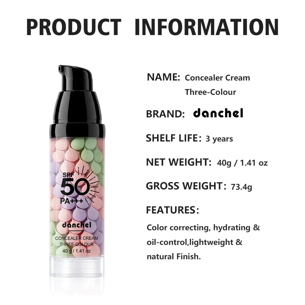 Three Color Face Primer and Hydrating Concealer Isolation Cream