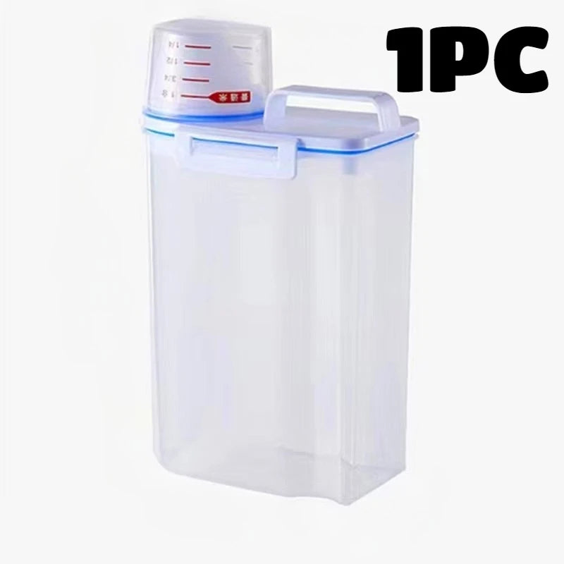 4 Pack Airtight Rice Storage Container Set with Measuring Cup Dispenser - 16
