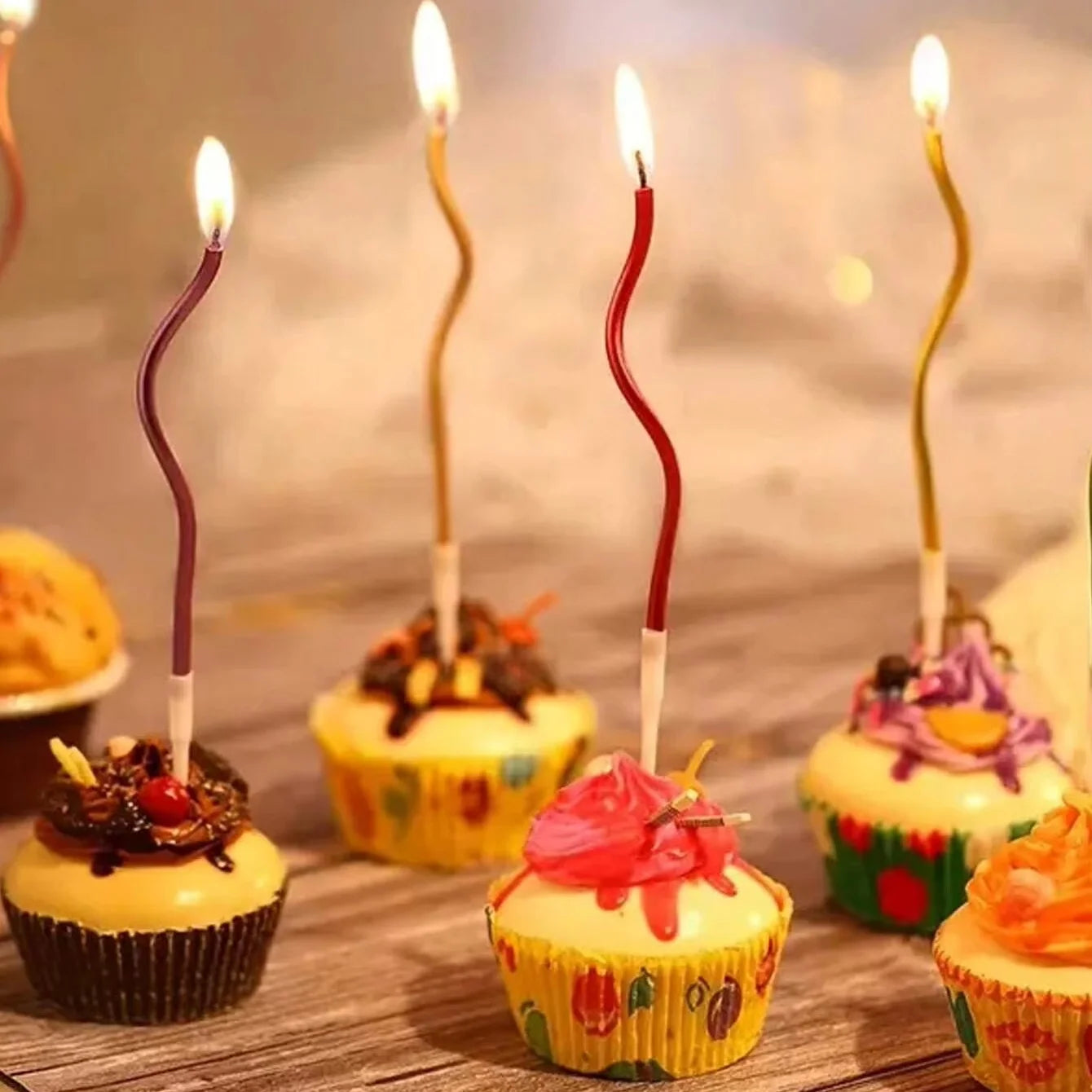 6pc Curved Birthday Cake Candles Set Decorative Cupcake Toppers - 5