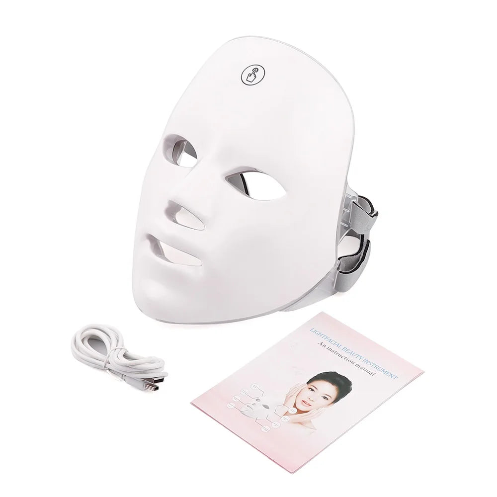 Rechargeable 7 Color LED Photon Light Therapy Facial Skin Mask