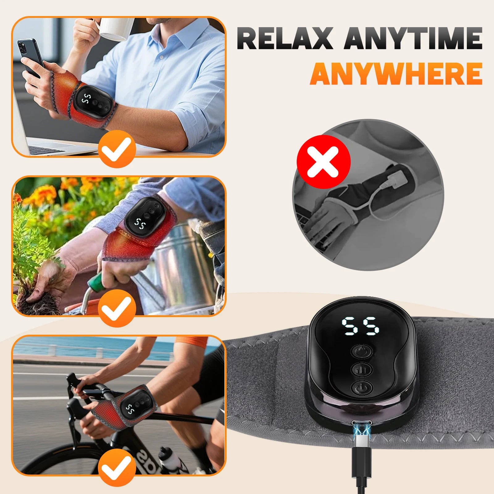 Cordless Wrist and Ankle Vibration Massager Support Belt - 5