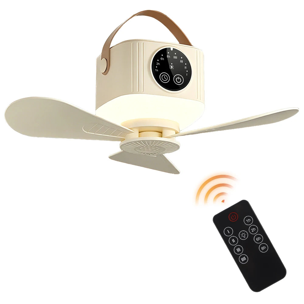 Portable Rechargeable Ceiling Fan with LED Light & Remote Control - 17