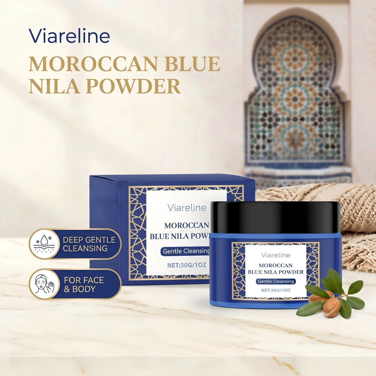 Moroccan Blue Nila Powder Exfoliating Face Mask Brightening Treatment
