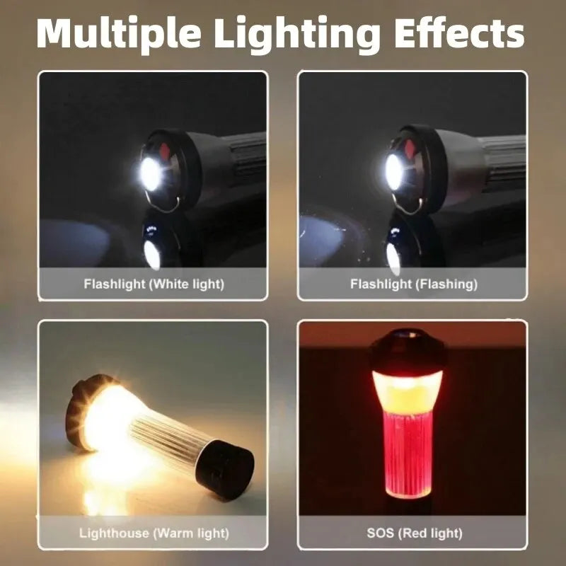 Portable LED Camping Lantern Rechargeable Flashlight with Tripod Stand - 5