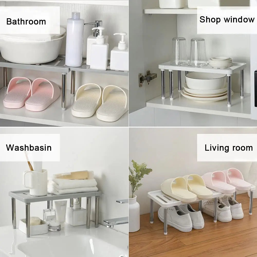 Retractable Kitchen Shelf Organizer Adjustable Counter Storage Rack