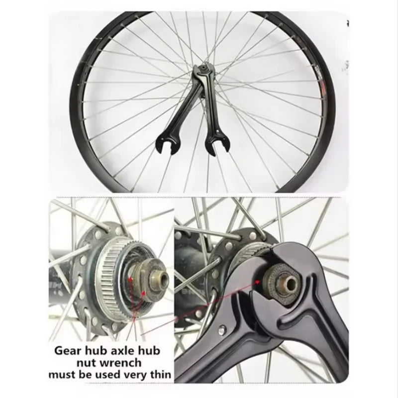 Bike Hub Cone Wrench - Steel Bicycle Axle Spanner Repair Tool - 3