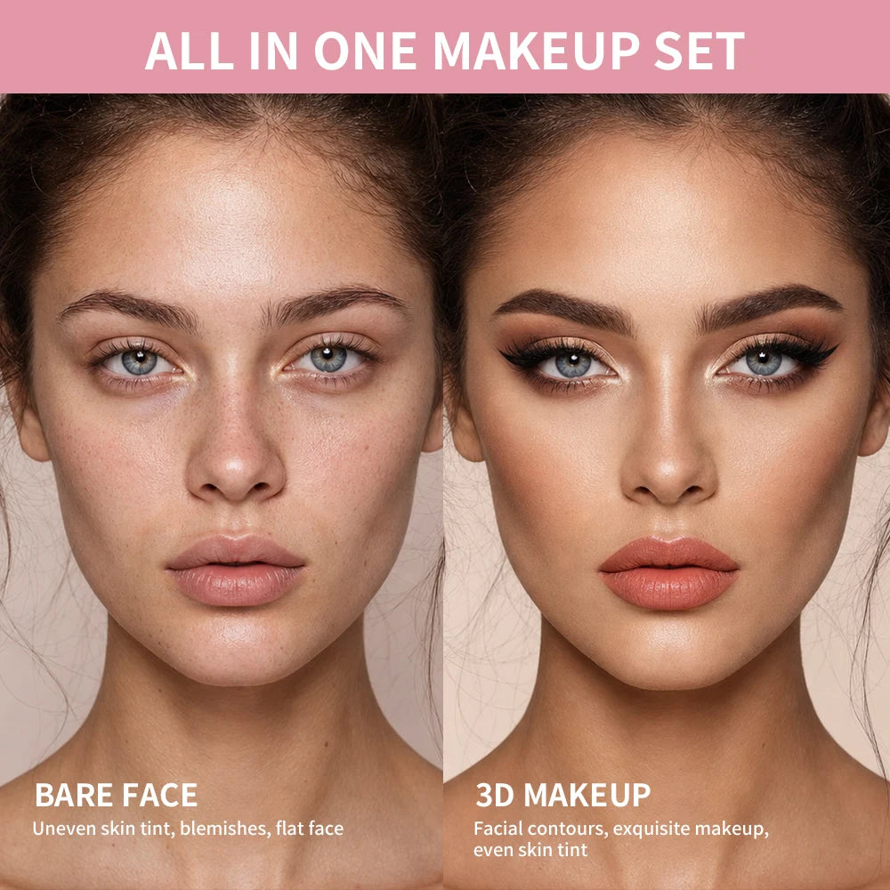 Complete Face Makeup Set Cosmetics Kit With Brushes - 21