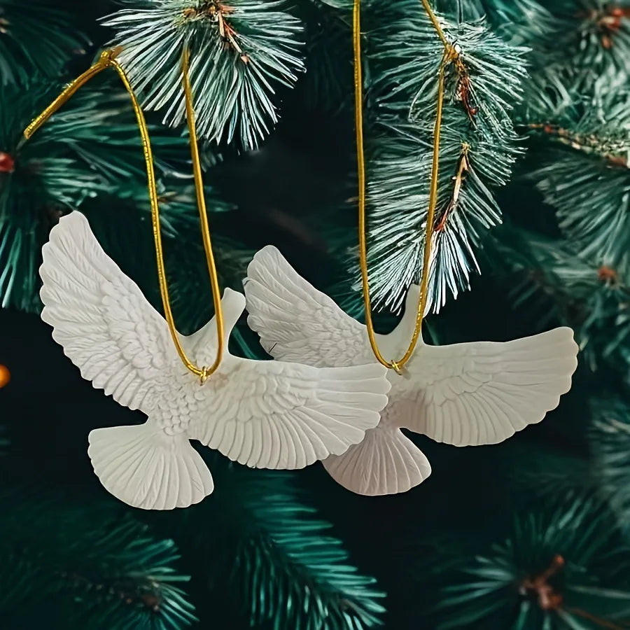 Peace Dove Christmas Ornaments Resin Hanging Tree Decor Gift Set - 8