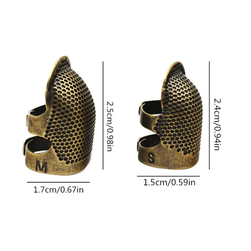 2PCS Vintage Adjustable Sewing Thimble Metal Finger Guard Needle Tool