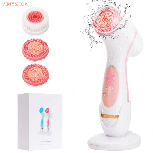 3 in 1 Electric Facial Cleansing Brush Waterproof Face Scrubber