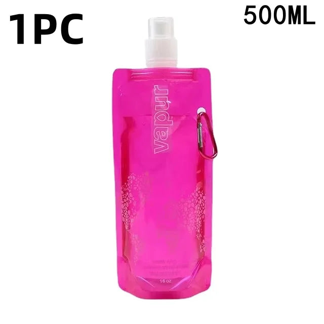 Portable Foldable Water Bag 500ml Soft Flask for Hiking and Camping - 19