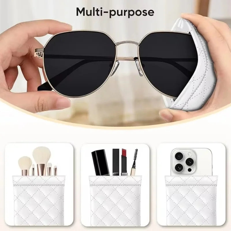 Soft PU Leather Eyeglasses Case Portable Sunglasses Pouch Organizer