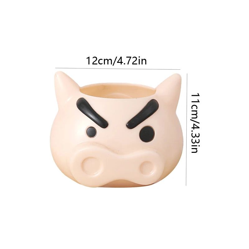 Cartoon Pig Desk Organizer Makeup Brush Holder and Pen Cup