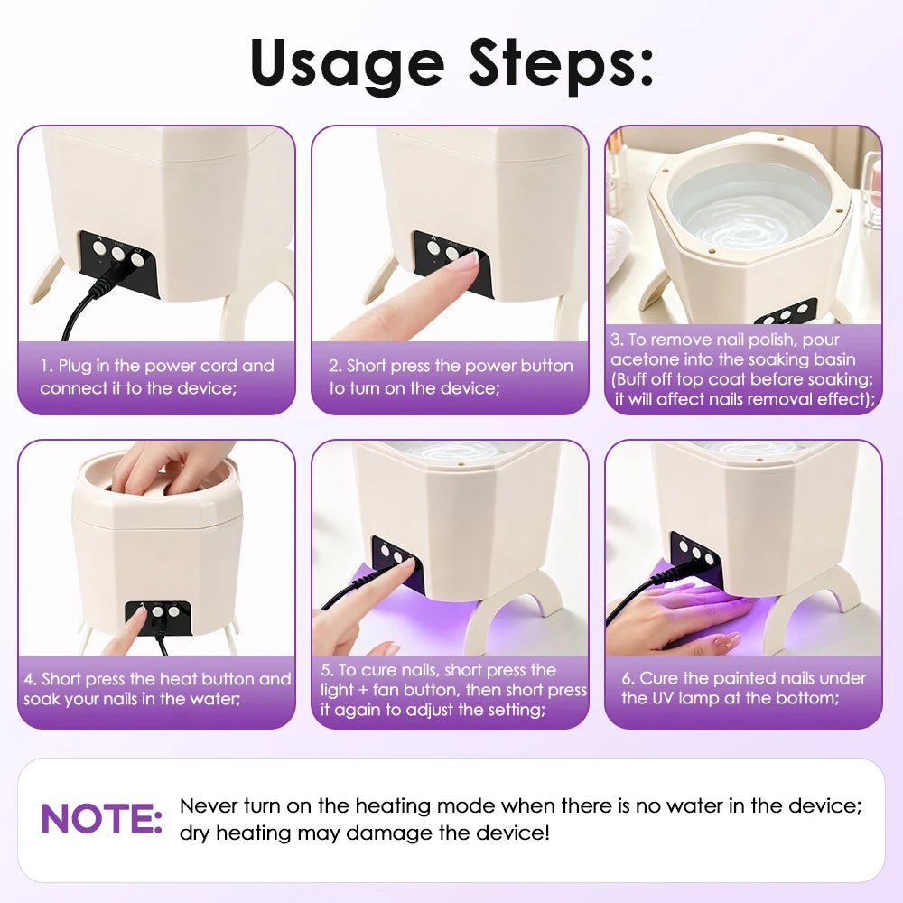 2 in 1 Nail Dryer and Electric Gel Polish Remover Bowl